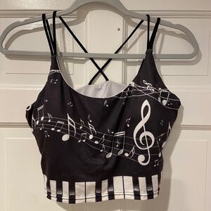Music Notes Strappy Crop Tank Top – Medium (New Without Tags)